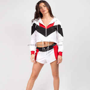<b>Wind</b> <b>Breaker</b> Jackets Shorts Sets 2 Pieces Oversized Heavy Polyester Casual Windbreaker Tracksuits Set Women - Product Image 1