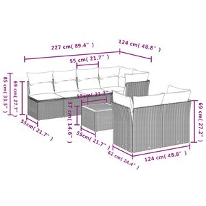 Ensemble de canapés de jardin en couleur gris brun avec coussins, mobilier d'extérieur au design contemporain, résistant à l'eau, en rotin - Product Image 5
