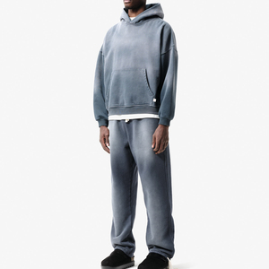 Man Custom Baggy Tracksuit Sweatsuit Blank 100% Premium Cotton Pullover Boxy Hoodies and Sweatpants Sets for Men - Product Image 6
