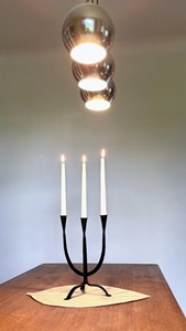 Iron <b>Candelabra</b> With Three Taper Candle Holders <b>Black</b> Finish Home Decoration Durable Metal Candle Holder - Product Image 4