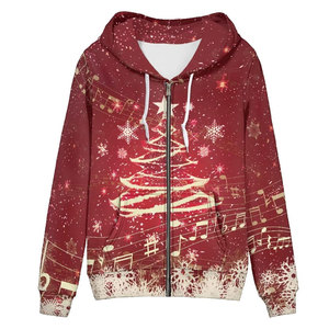 Sudadera con Capucha y Cremallera Completa con Estampado de Árbol de Navidad por Sublimación, Unisex, Casual, de Invierno, a la Moda, con Tu Propio Diseño Personalizado - Product Image 6