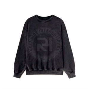 Sudadera Negra de Felpa de Algodón Premium para Marcas, OEM, ODM, Etiqueta Privada - Product Image 1