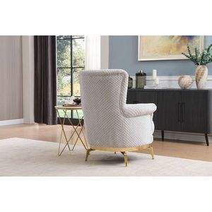 Silla de Salón Zoe de Estilo Moderno, Madera con Detalles Dorados en Gris, Igual que B009P303215, Inventario de CA y NJ - Product Image 4