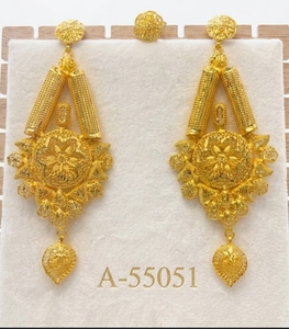 Boucles d'oreilles tibétaines en argent pour femmes, motif géométrique en corail, bijoux de mariage de luxe plaqués or A-55046 - Product Image 5