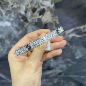 ZAWO HOUSE Custom Luxury 925 <b>Silver</b> VVS1 Diamond High Quality <b>Silver</b> Plated Round Brilliant Cut Wrist <b>Bangle</b> - Product Image 3