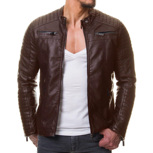 Manufacture Men's Leather <b>Jacket</b> with <b>Canvas</b> Fabric Waterproof And Windproof High Street Style Spring Autumn Casual Wear - Product Image 1