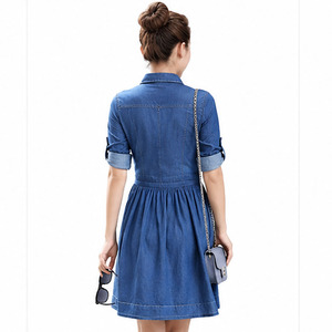 New Arrival Women's Washed <b>Denim</b> Shirt Long Sleeve Raw Edge <b>Denim</b> <b>Jacket</b> Casual Button Jean Blouse Eco-Friendly Breathable Loose - Product Image 3