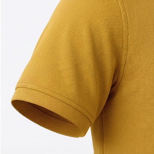 Polo à manches courtes pour homme, jaune moutarde, tricoté, uni, décontracté, coupe classique, boutons - Product Image 6