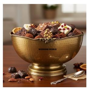 Tazón de Chocolate de Metal Martillado, Forma Redonda, Diseño de Tazón para Dulces, Última Colección de Ramadán, Elegante Tazón para Chocolate - Product Image 1