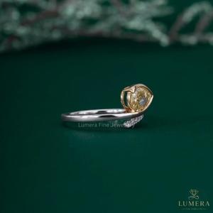 Fancy Yellow Pear Cut Moissanite <b>Ring</b> <b>Open</b> Band IGI Certified White Gold Plated Wedding Jewelry for Women - Product Image 3