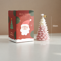 Arovi - Bougie parfumée en forme de sapin de Noël bicolore avec boîte cadeau, décoration de Noël verte et rose