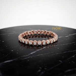 Bracelet tennis classique en or rose avec diamants taille coussin sertis clos, plaqué argent sterling, élégant, étincelant, de luxe, pour anniversaire - Product Image 4