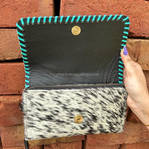 กระเป๋าสตางค์หนังฟอกมือสำหรับผู้หญิง, กระเป๋าคลัทช์หนังวัวมีสไตล์ - Product Image 5