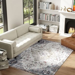 Tappeto Vintage 4x6 tappeto marrone e verde antiscivolo lavabile in lavatrice per soggiorno camera da letto sala da pranzo - Product Image 2