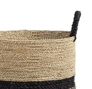 Artisan Crafted Natural Seagrass <b>Basket</b> with Black Dip Dyed Base Design Storage Laundry <b>Hamper</b> Bin with Handles New - Product Image 2