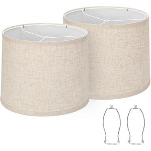 Seaside Village Medium Lampshades Set 2 <b>Drum</b> Lampshades 11.6\" Top X 12.6\" Bottom X 9.8\" High Spider Fitter <b>Lamp</b> Covers <b>Shades</b> - Product Image 1