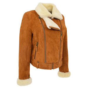 Latest Design <b>Men's</b> Quilted <b>Suede</b> Leather <b>Jacket</b> with Inside Sheep Fur Lining Breathable Plus Size Custom Made Camel Brown - Product Image 4