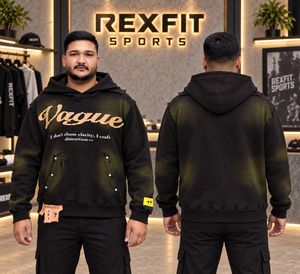 Custom Unisex <b>Black</b> <b>Zipper</b> <b>Hoodie</b> Metallic Script Graphic Studded Heavyweight Fleece Streetwear Oversized Casual Wear - Product Image 2