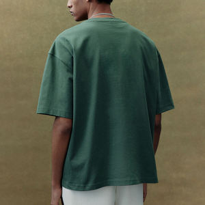 Heavy 100% Cotton Men's Short Sleeve Cropped <b>Box</b> Fit Boxy Oversize <b>Drop</b> Shoulder Solid T-Shirt - Product Image 6