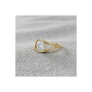 Bague de fiançailles Oculus Solitaire avec diamant rond cultivé en laboratoire, or 14K/18K/22K, luxe éthique moderne pour alliance certifiée - Product Image 1