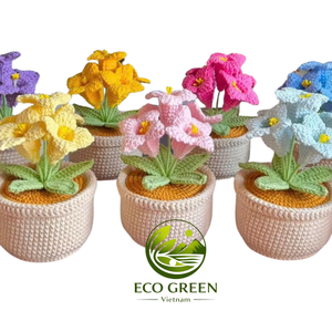 Plantes en pot au crochet faites à la main, mini fleurs tricotées, décor floral artificiel coloré pour la maison, le bureau, la chambre, le café et la vente au détail - Product Image 5