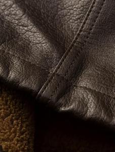 Men's <b>Winter</b> Safari <b>Jacket</b> Stand Collar Coated Genuine Leather <b>Waterproof</b> Plain Dyed Denim Standard OEM Service High Pattern - Product Image 2