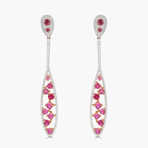 Pendientes de Diamantes y Rubíes en Forma de Gota de Agua, Chapados en Oro de 10K, Joyería Clásica para Mujer, para Bodas - Product Image 1