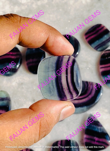 Pierre précieuse naturelle Fluorite Arc-en-ciel Certifiée IGI Haute Qualité Cabochon Taillé Arc-en-ciel Vente en Gros pour Fabrication de Bijoux FAIJAN GEMS - Product Image 5