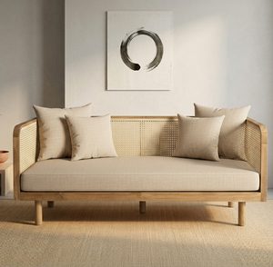 Canapé d'extérieur en teck écologique Kana 2 places avec texture organique en rotin pour la décoration moderne de la terrasse - Product Image 2