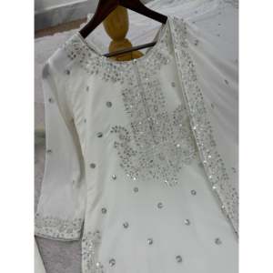 Designer Women's Embroidery and Sequence Work Top-Bottom and Dupatta Set - Product Image 3