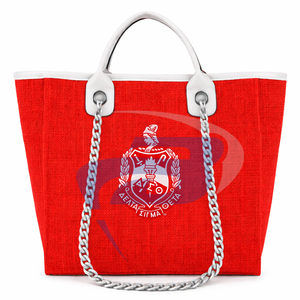 Delta |   Sigma |   Bolsa de Lona Roja Abierta y Resistente de la Hermandad Theta, con Correa de Cadena, Gran Capacidad, Alta Calidad, Bolsa de Moda DST - Product Image 1