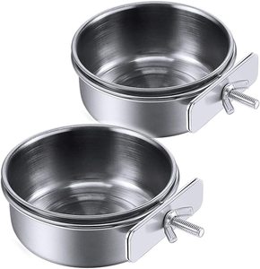 Wholesale Manufacturer Bird Feeding Dish Cups <b>Parrot</b> Food Bowl Stainless Steel Coop Cup Bird <b>Cage</b> Water Bowl with Clamp Holder - Product Image 1