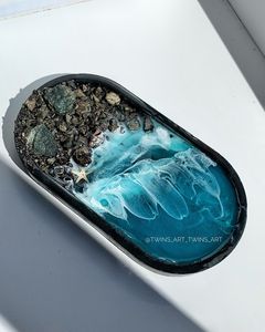 Best Selling Modern Handmade Resin <b>Tray</b> Home Decor <b>Organizer</b> for Vanity <b>Desk</b> Tabletop Available at Excellent Price - Product Image 3