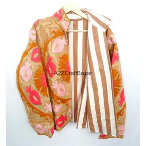 Veste en cotisse vintage brodée de fleurs, doublure en coton, séchage rapide, écologique, pour le printemps, l'été, l'automne et l'hiver - Product Image 5