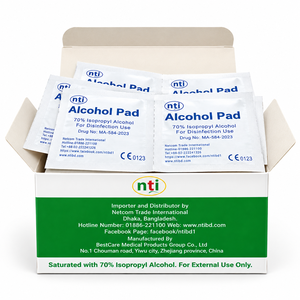 Lingettes médicales Nti à l'alcool isopropylique à 70 %, antiseptiques, stériles, emballées individuellement pour la désinfection des adultes - Product Image 1