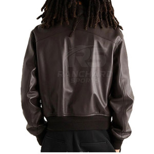 Blouson Bomber en Cuir Robuste pour Homme, Fermeture Éclair Frontale, Style Urbain, Finition Authentique, Chaleur et Confort - Product Image 3