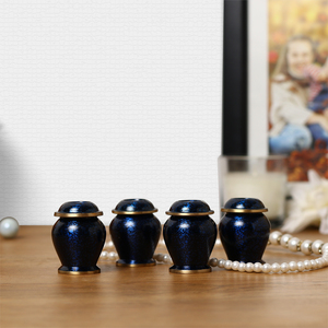 Urnes funéraires miniatures en laiton et marbre bleu, style américain, durables, lot de 4, pour cendres funéraires humaines, cendres commémoratives, crémation - Product Image 5