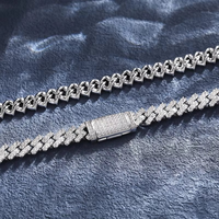 RAMDUT IMPEX Bracelet jonc Miami cubain unisexe en or massif, entièrement serti de diamants de laboratoire taille brillant, à maillons lourds, IGI