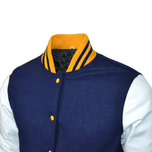Chaqueta Universitaria de Béisbol Roja Personalizada al por Mayor, Estilo Letterman con Mangas de Cuero - Product Image 3