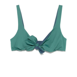 Conjunto de Bikini Casual y Cómodo de Cintura Alta para Mujer, Color Sólido, con Sujetador Triangular Acolchado Extraíble, Tejido de Punto Acanalado de Spandex, Sin Costuras, Profundo - Product Image 2