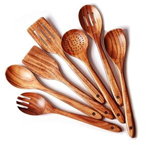 Cuillères de service et cuillères de cuisine en bois d'acacia, de manguier, de pin, de bois rouge, de sheesham et autres types de bois disponibles. - Product Image 4
