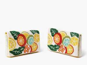 Bolso de mano de Tyvek hecho a mano con cuentas, diseño de cítricos, bordado de lujo, moderno, para fiesta, con correa de cadena, de alta calidad, grande - Product Image 4