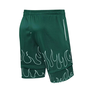 Custom Logo Men <b>Mesh</b> Gym <b>Shorts</b> Flame Print Breathable Summer Casual Wear Double Layer <b>Mesh</b> <b>Short</b> OEM ODM Manufacturer - Product Image 2