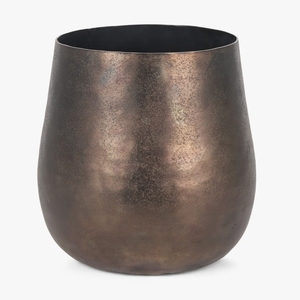 Maceta de Metal Bronce Oscuro Texturizado Rústico Hecha a Mano, Recipiente Decorativo Industrial Moderno, Ligero, para Sala de Estar - Product Image 2
