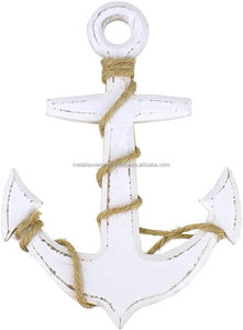 Ancre en bois peinte bleu aqua vintage avec accent de corde suspendue Art mural durable personnalisé pour la décoration intérieure - Product Image 3