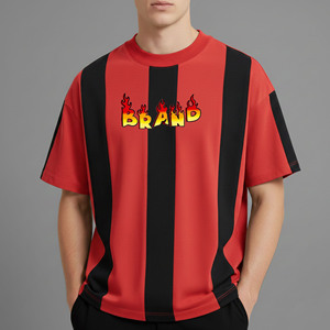 T-shirt Homme en Coton Peigné Coupe Boxy Lourd Style Streetwear Impression Personnalisée Logo Lettres Écologique Séchage Rapide Manches Courtes - Product Image 1