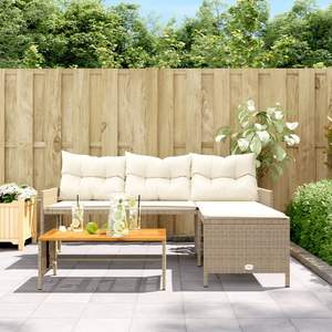 Sofá Modular Grande de Ratán Sintético PE Beige para Jardín, Conjunto Modular Cómodo - Product Image 3