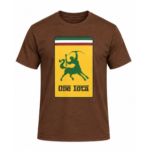 T-shirt marron pour hommes Iota Phi Theta, avec motif Iota Centaur, manches courtes, col rond, en coton, vêtements décontractés pour la fraternité, vêtements de campus - Product Image 3