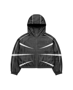 En gros Survêtement coupe-vent avec logo numérique, veste à fermeture éclair à manches longues et short, coupe oversize, coupe régulière - Product Image 2