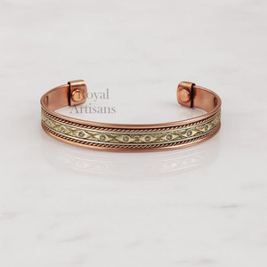 Bracelet de manchette géométrique en alliage de cuivre plaqué platine spirituel classique pour cadeau de mantra d'équilibrage Chakra unisexe - Product Image 2